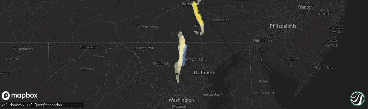 Hail map in Westminster, MD on September 21, 2024