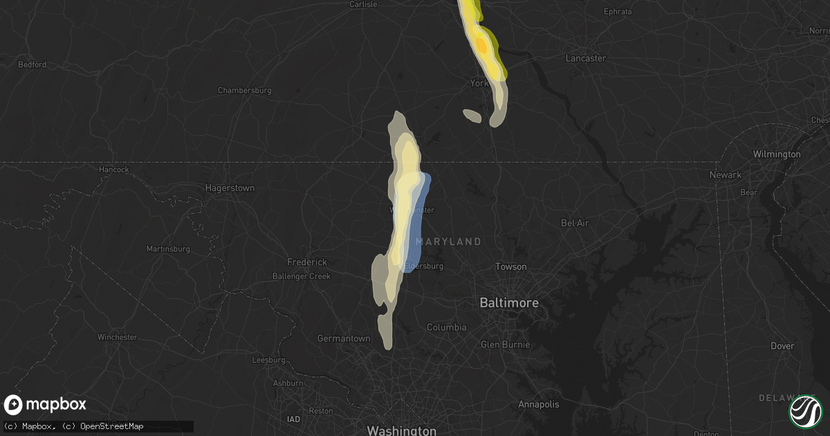 Hail map in Westminster, MD on September 21, 2024