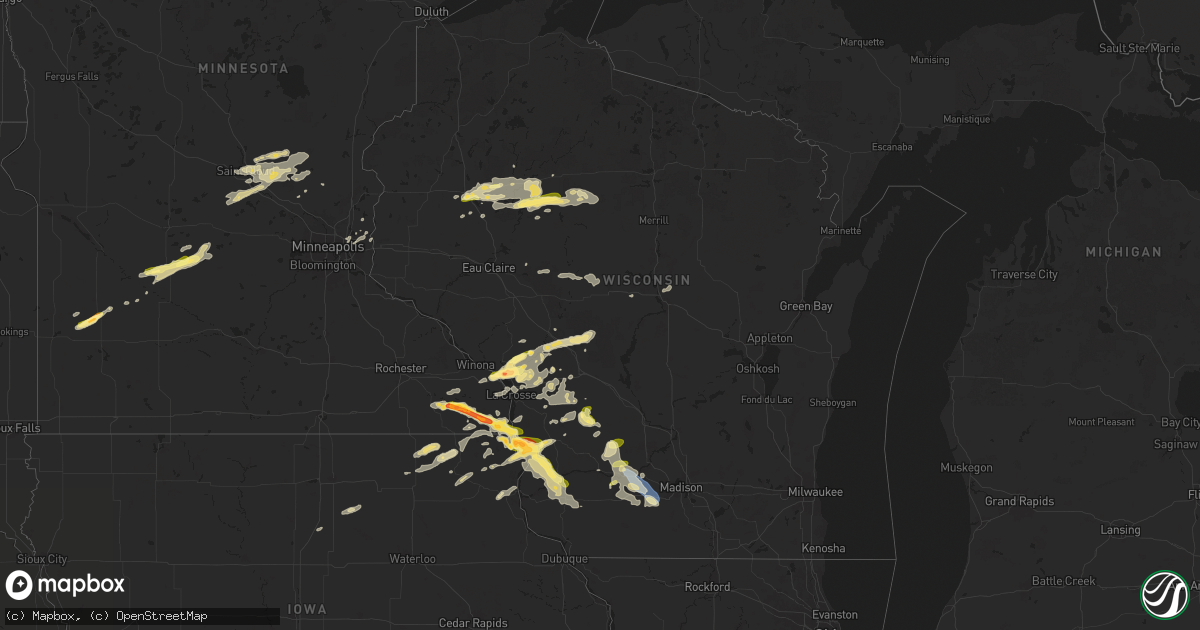 Hail map in Wisconsin on September 21, 2024