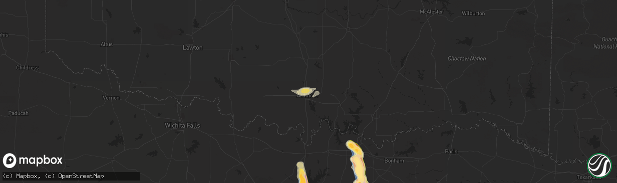 Hail map in Ardmore, OK on September 21, 2025