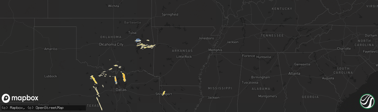 Hail map in Arkansas on September 21, 2025