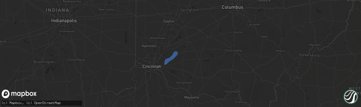 Hail map in Blanchester, OH on September 21, 2025