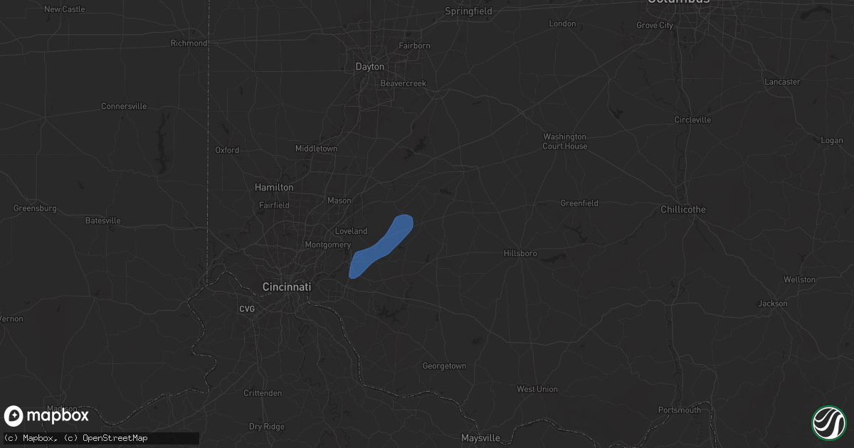 Hail map in Blanchester, OH on September 21, 2025