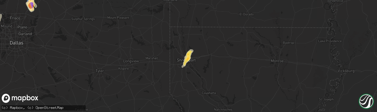Hail map in Bossier City, LA on September 21, 2025