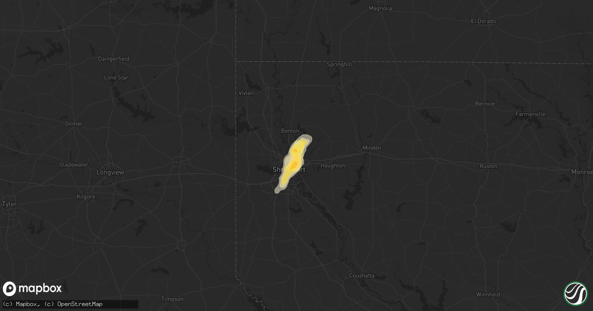 Hail map in Bossier City, LA on September 21, 2025