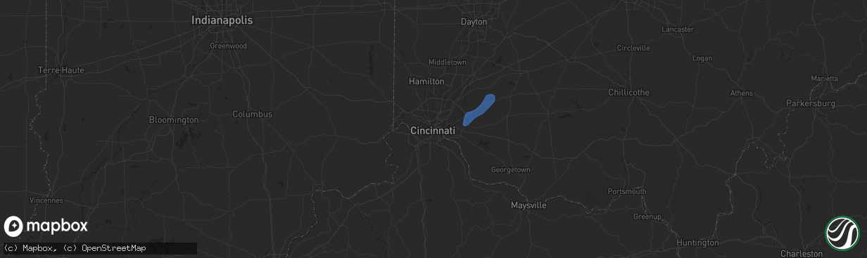 Hail map in Cincinnati, OH on September 21, 2025