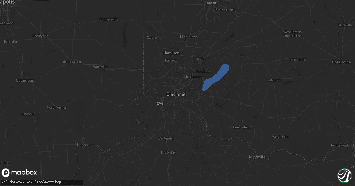 Hail map in Cincinnati, OH on September 21, 2025