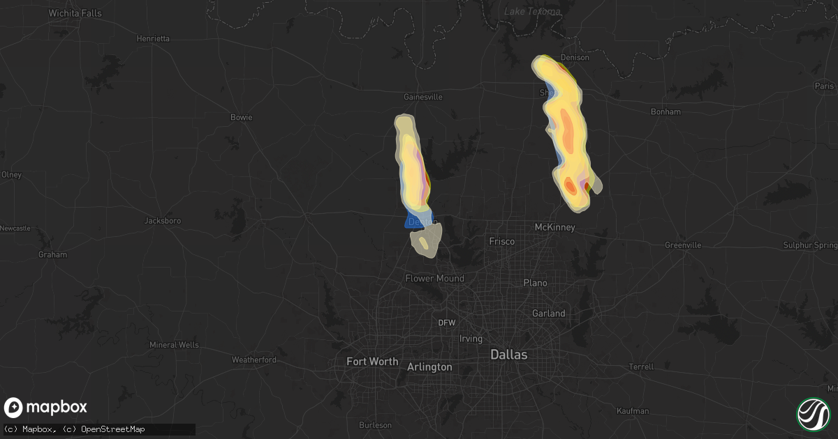 Hail map in Denton, TX on September 21, 2025