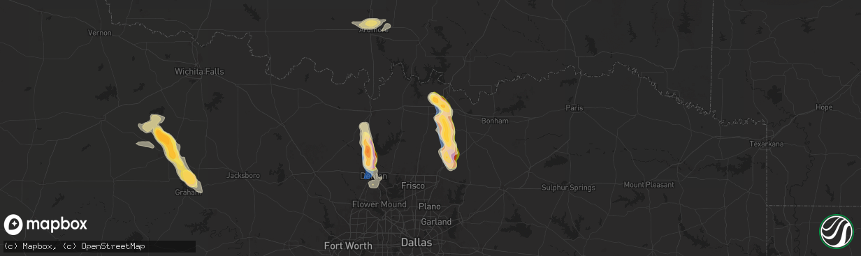 Hail map in Howe, TX on September 21, 2025