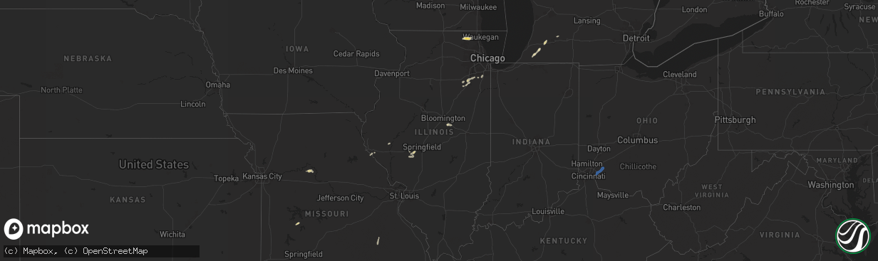 Hail map in Illinois on September 21, 2025