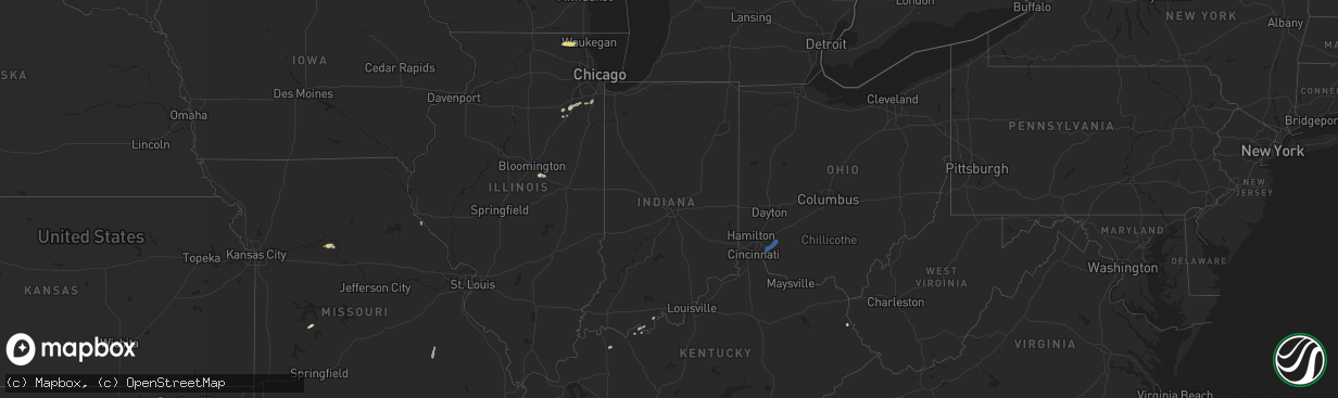 Hail map in Indiana on September 21, 2025