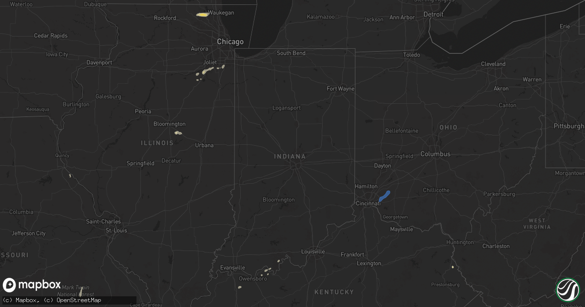 Hail map in Indiana on September 21, 2025