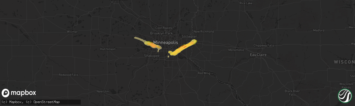 Hail map in Inver Grove Heights, MN on September 21, 2025