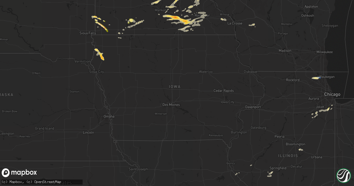 Hail map in Iowa on September 21, 2025