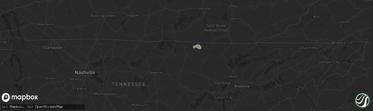 Hail map in Jamestown, TN on September 21, 2025