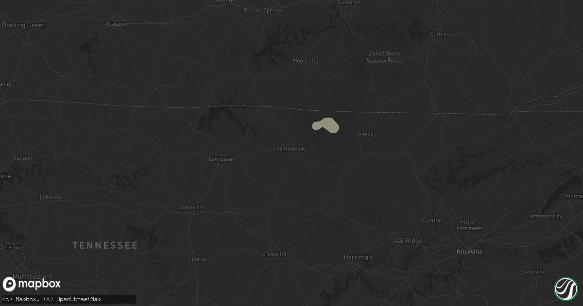 Hail map in Jamestown, TN on September 21, 2025