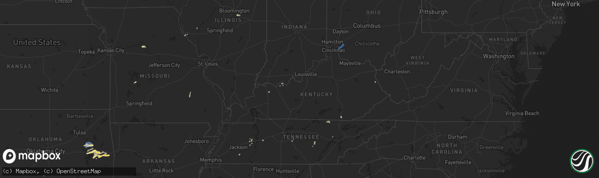 Hail map in Kentucky on September 21, 2025
