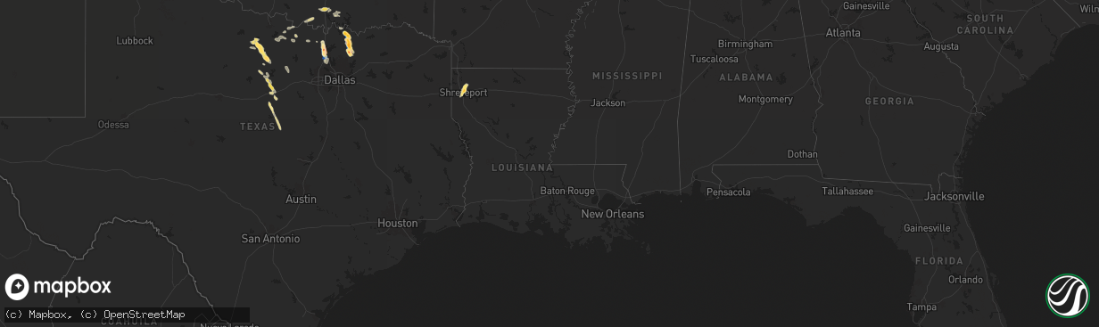 Hail map in Louisiana on September 21, 2025