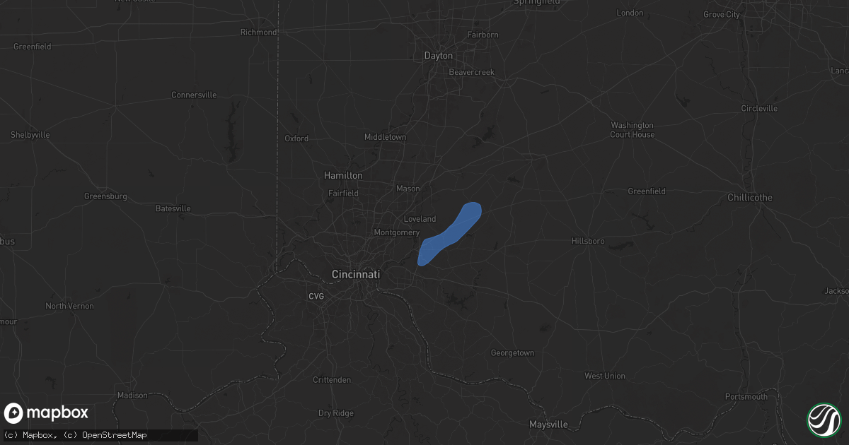 Hail map in Loveland, OH on September 21, 2025
