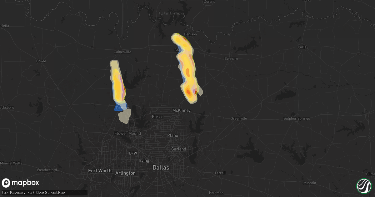 Hail map in Melissa, TX on September 21, 2025
