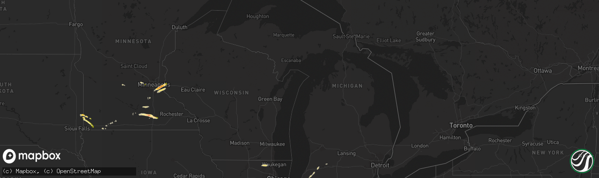 Hail map in Michigan on September 21, 2025