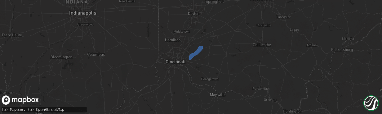 Hail map in Milford, OH on September 21, 2025