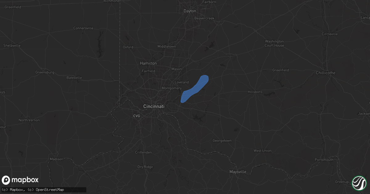 Hail map in Milford, OH on September 21, 2025