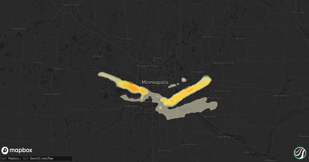Hail map in Minneapolis, MN on September 21, 2025