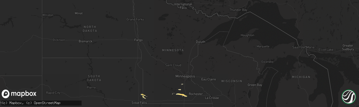 Hail map in Minnesota on September 21, 2025