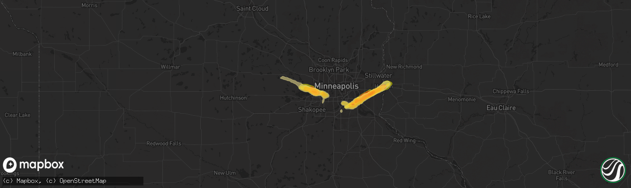 Hail map in Minnetonka, MN on September 21, 2025