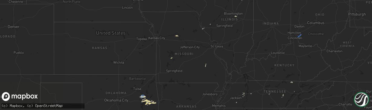 Hail map in Missouri on September 21, 2025
