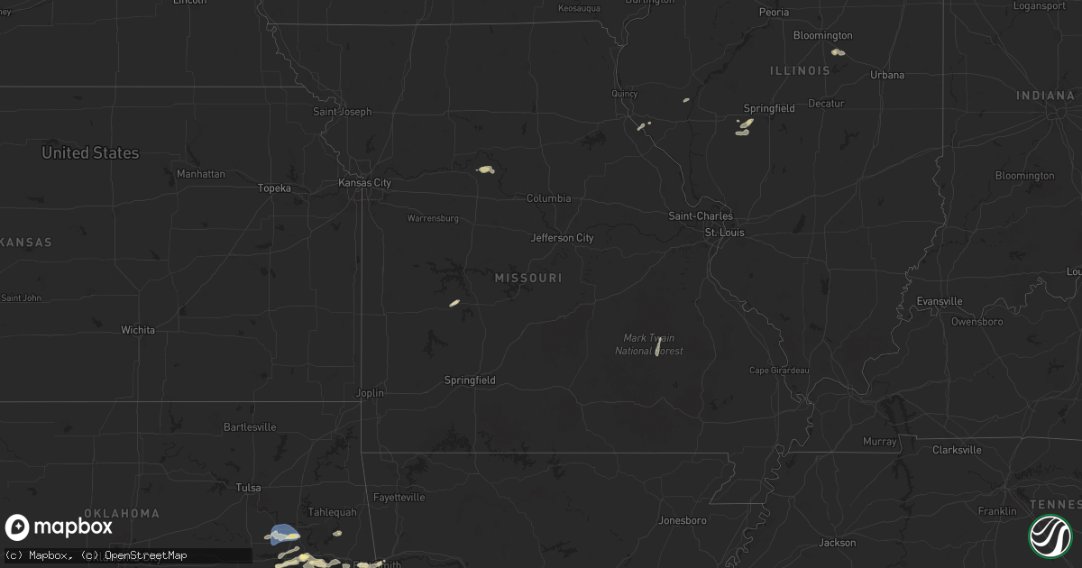 Hail map in Missouri on September 21, 2025