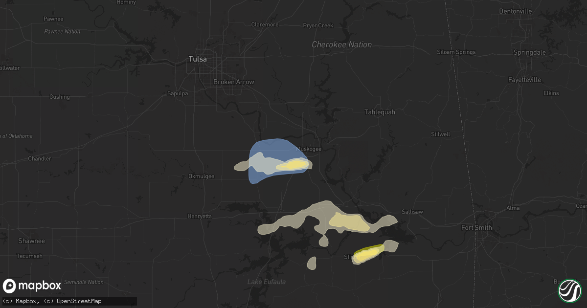 Hail Map in Muskogee, OK on September 21, 2025 - HailTrace