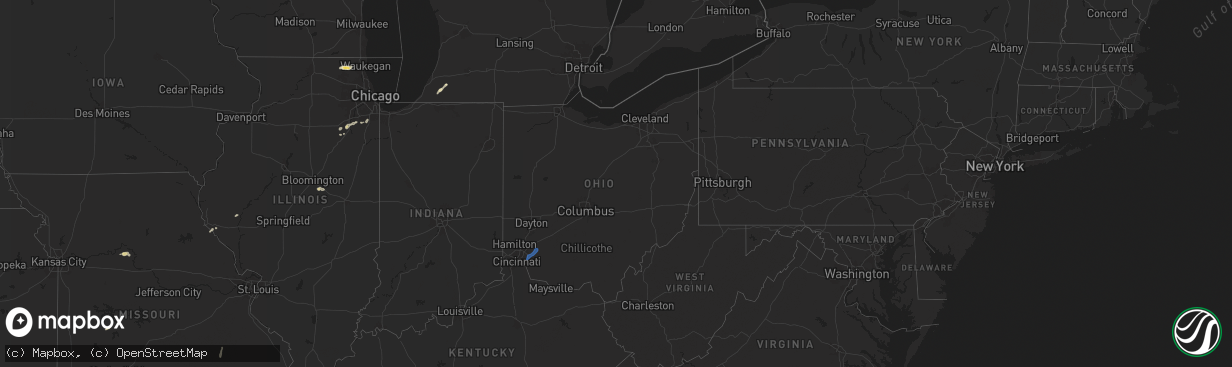 Hail map in Ohio on September 21, 2025