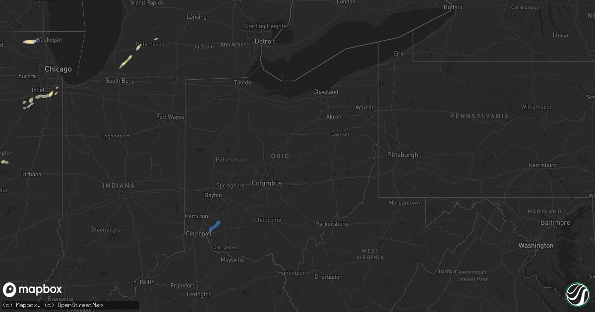 Hail map in Ohio on September 21, 2025