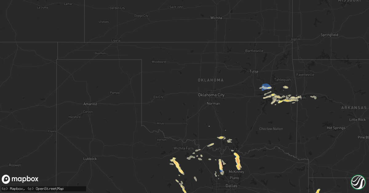 Hail map in Oklahoma on September 21, 2025