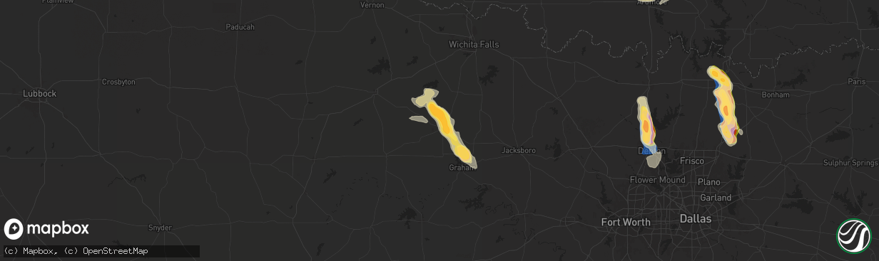 Hail map in Olney, TX on September 21, 2025