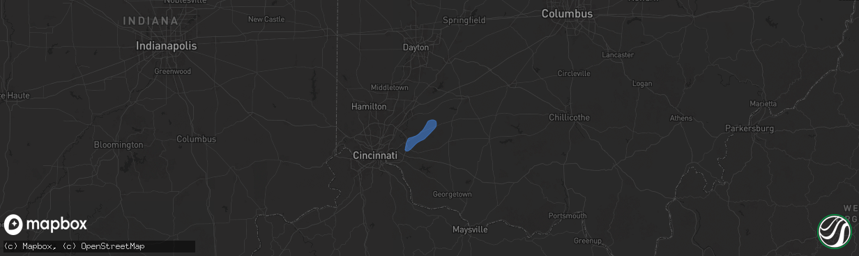 Hail map in Pleasant Plain, OH on September 21, 2025