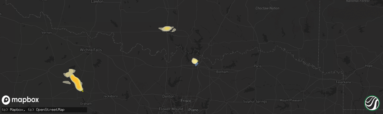Hail map in Pottsboro, TX on September 21, 2025