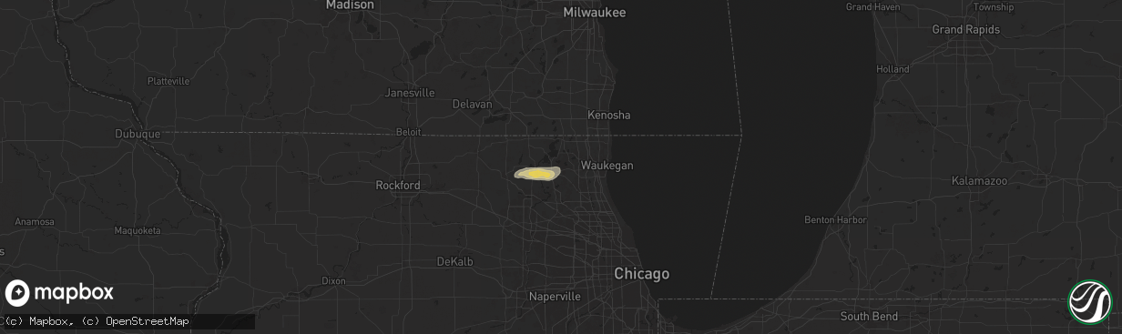 Hail map in Round Lake, IL on September 21, 2025