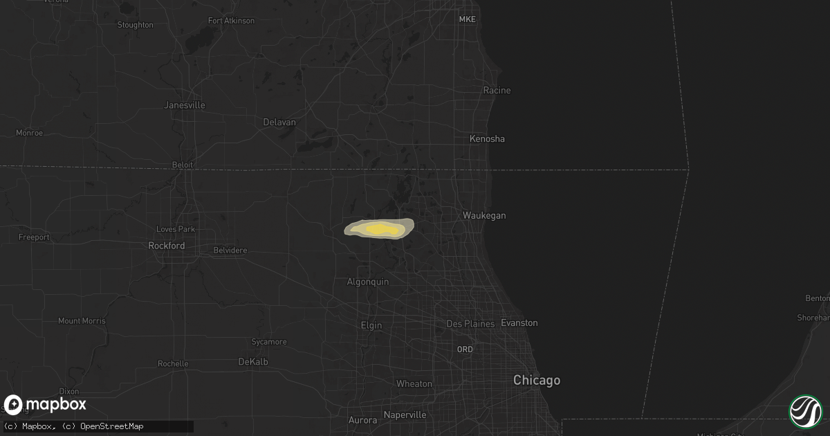 Hail map in Round Lake, IL on September 21, 2025