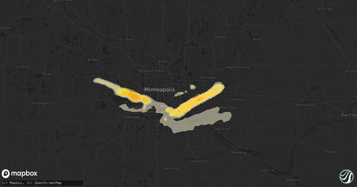 Hail map in Saint Paul, MN on September 21, 2025