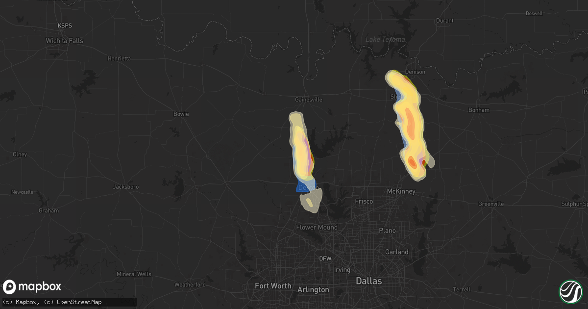 Hail map in Sanger, TX on September 21, 2025
