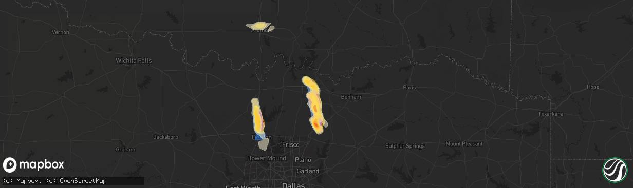 Hail map in Sherman, TX on September 21, 2025
