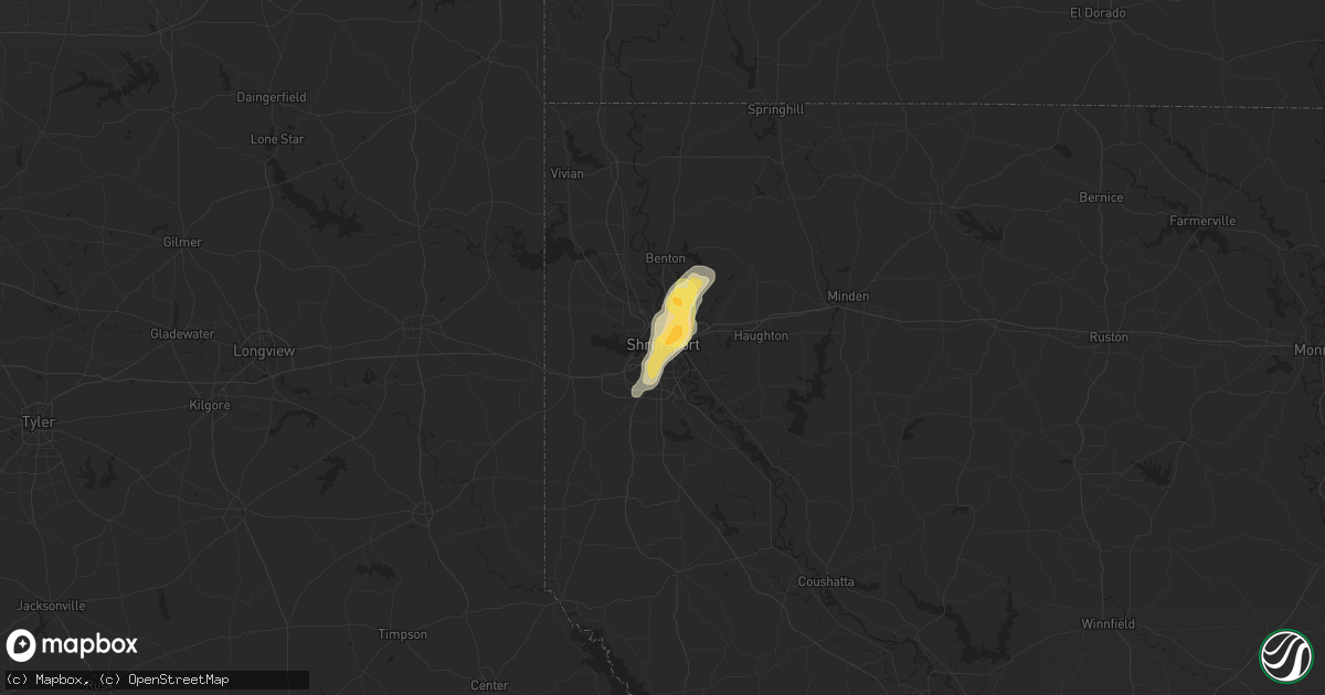 Hail map in Shreveport, LA on September 21, 2025