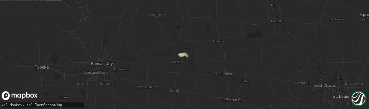 Hail map in Slater, MO on September 21, 2025