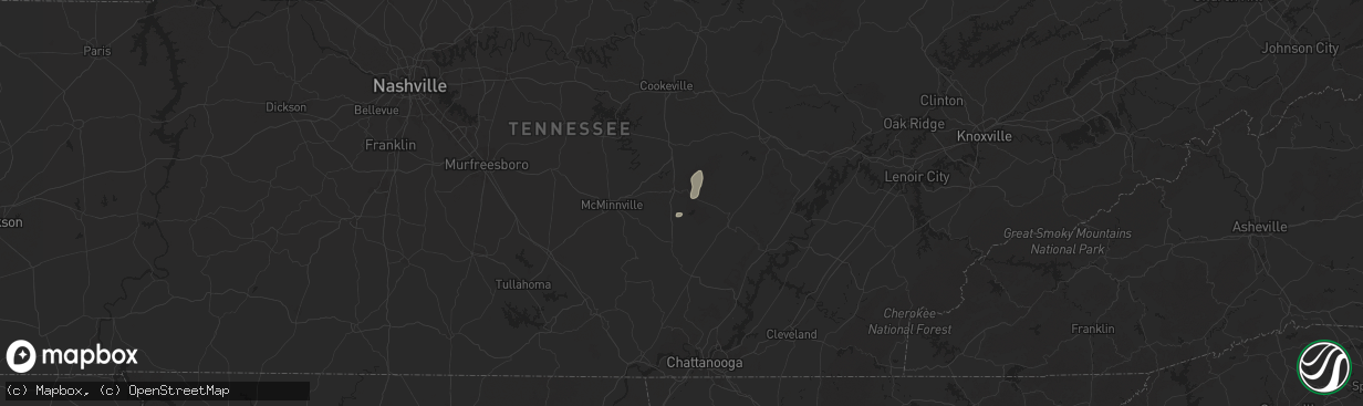 Hail map in Spencer, TN on September 21, 2025
