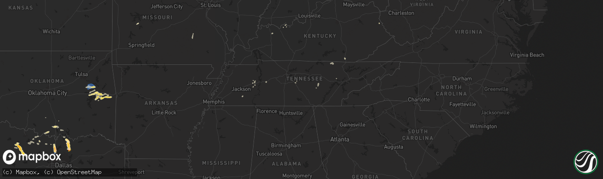 Hail map in Tennessee on September 21, 2025