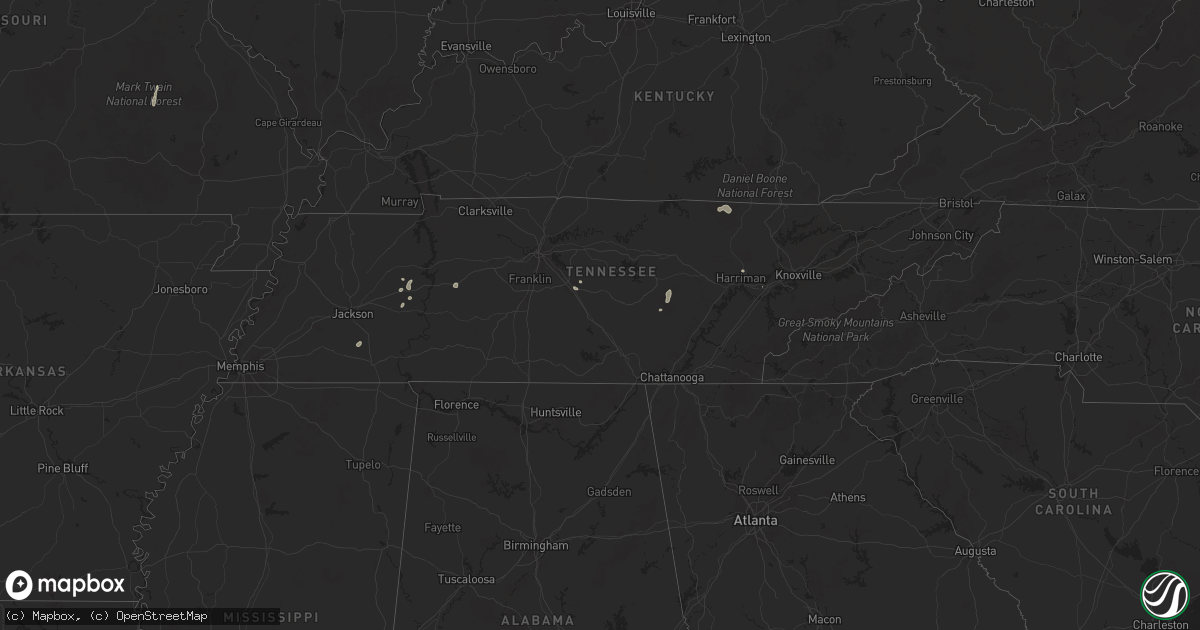 Hail map in Tennessee on September 21, 2025