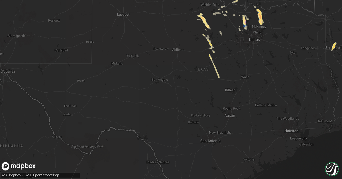 Hail map in Texas on September 21, 2025